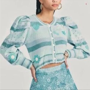 Loveshackfancy vesper cropped cardigan in mint julep multi